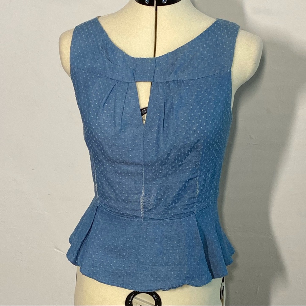 Blue Peplum Blouse w/ Cutout Details